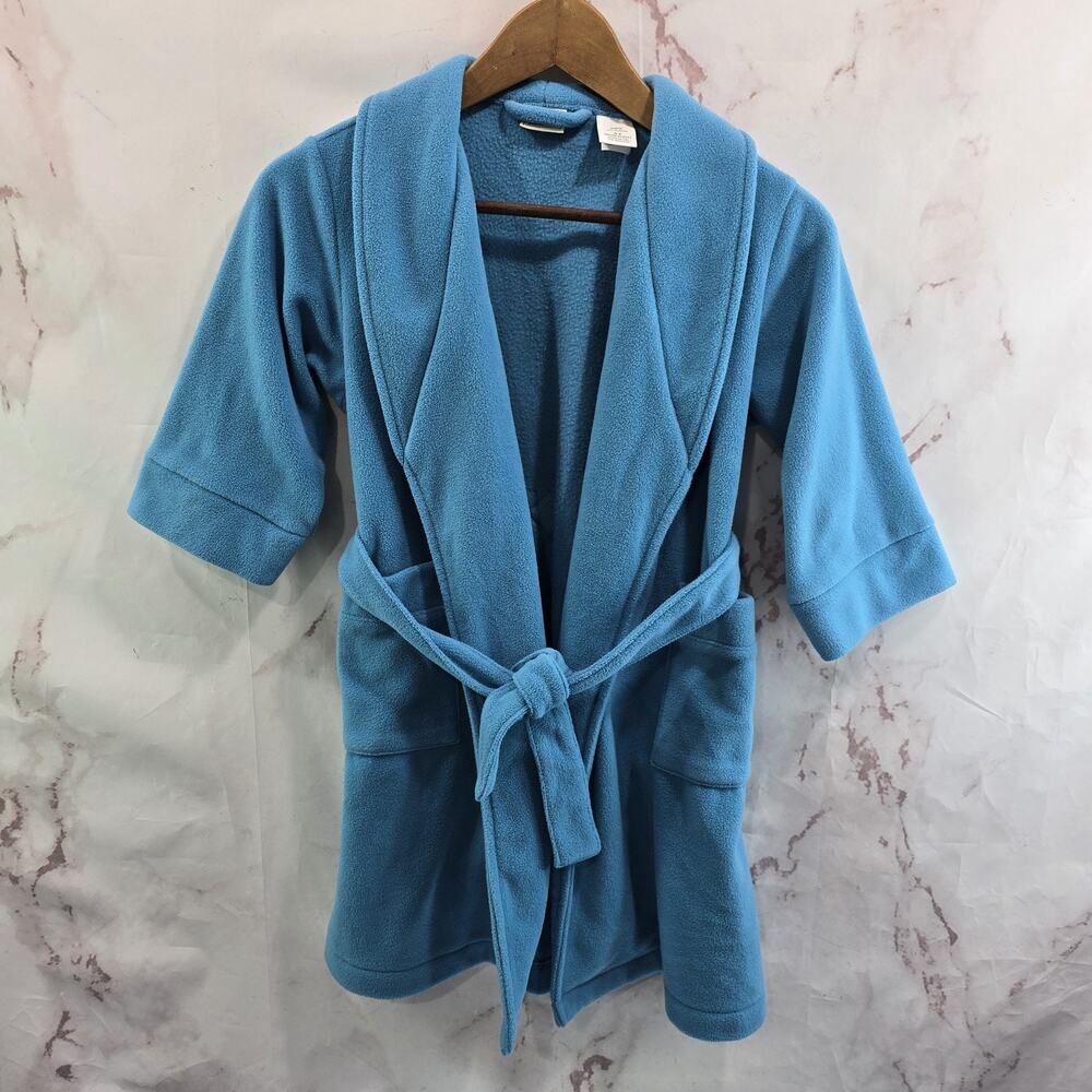 LL Bean Robe Kids 4 Blue Fleece Boys Girls Housecoat Bath Fleece Youth Vintage